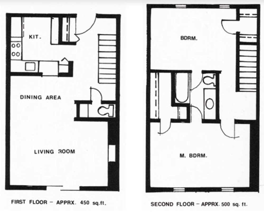 Floor plan for 2 beds, 1.5 baths, 1400 sqft